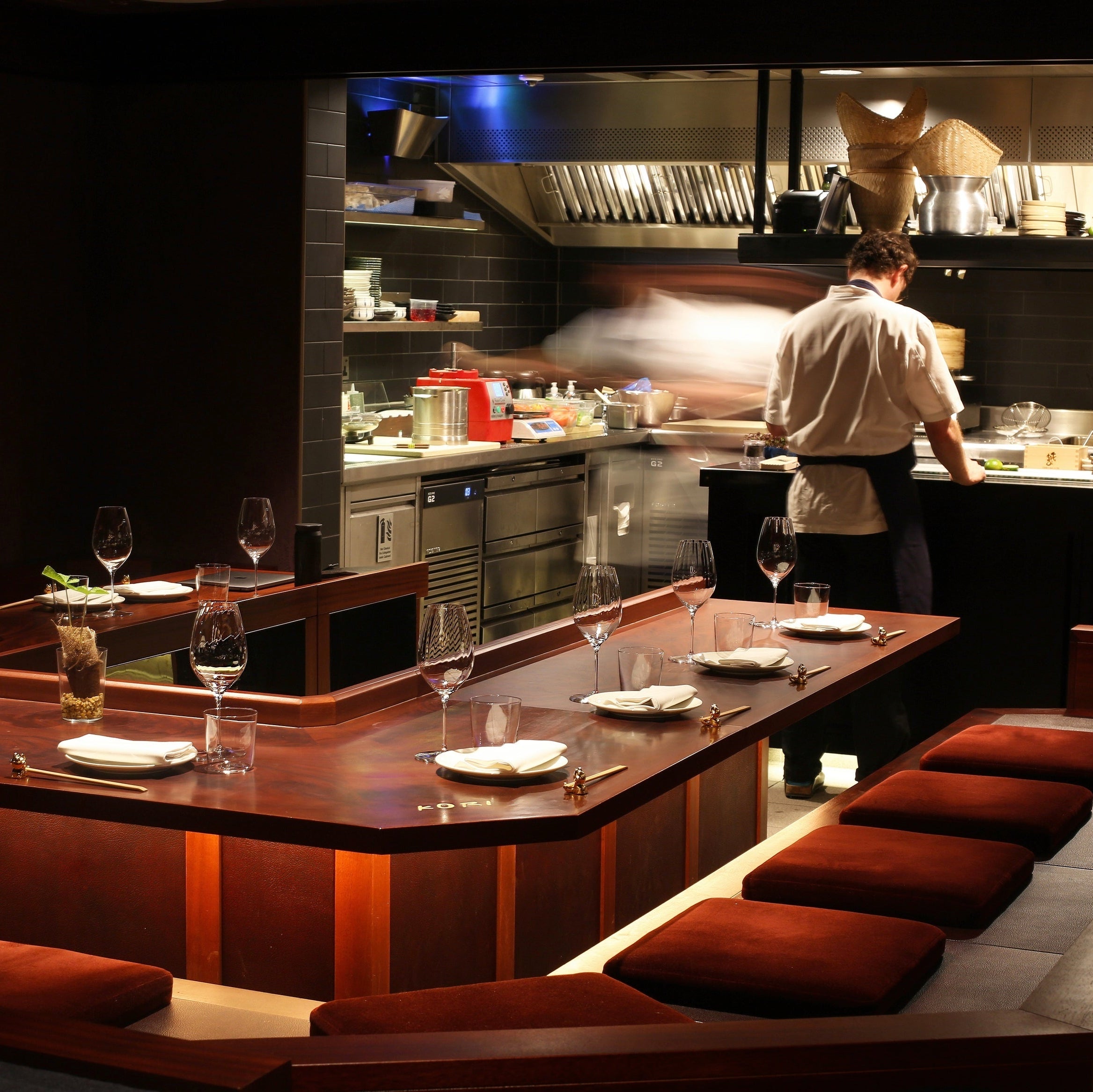 Kitchen Table for 10 people at Lucky Cat by Gordon Ramsay, Mayfair