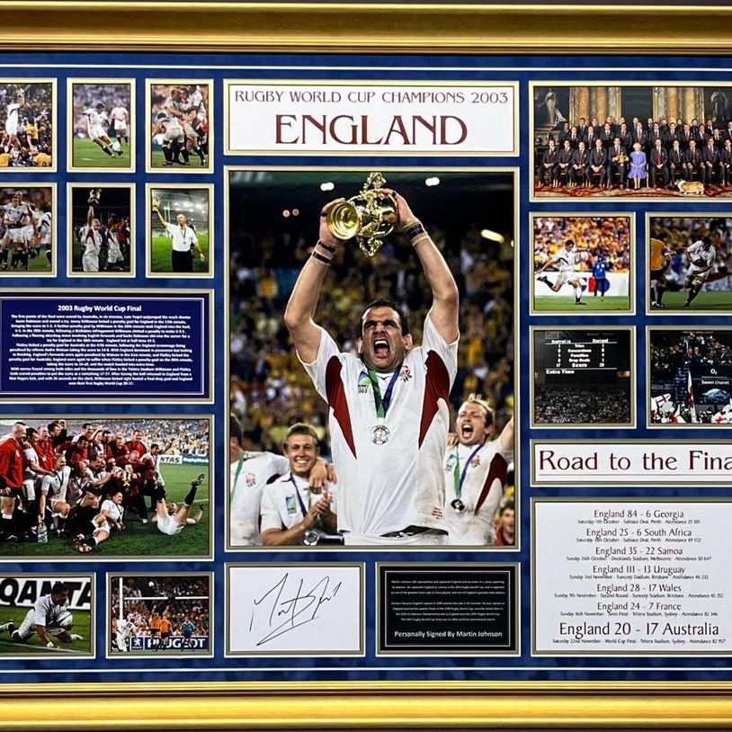 England World Cup Rugby Display signed by Martin Johnson