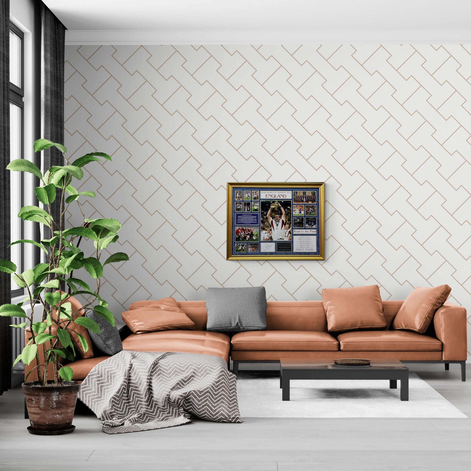 England World Cup Rugby Display signed by Martin Johnson